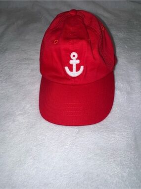 Red baby Baseball Cap with White Anchor Embroidery